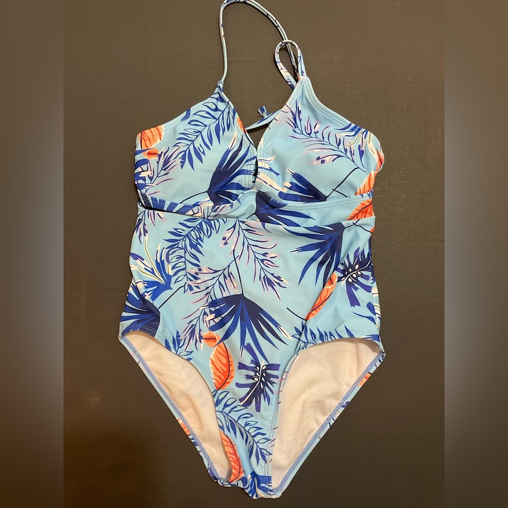 SHIEN floral one piece crossover bathing suit